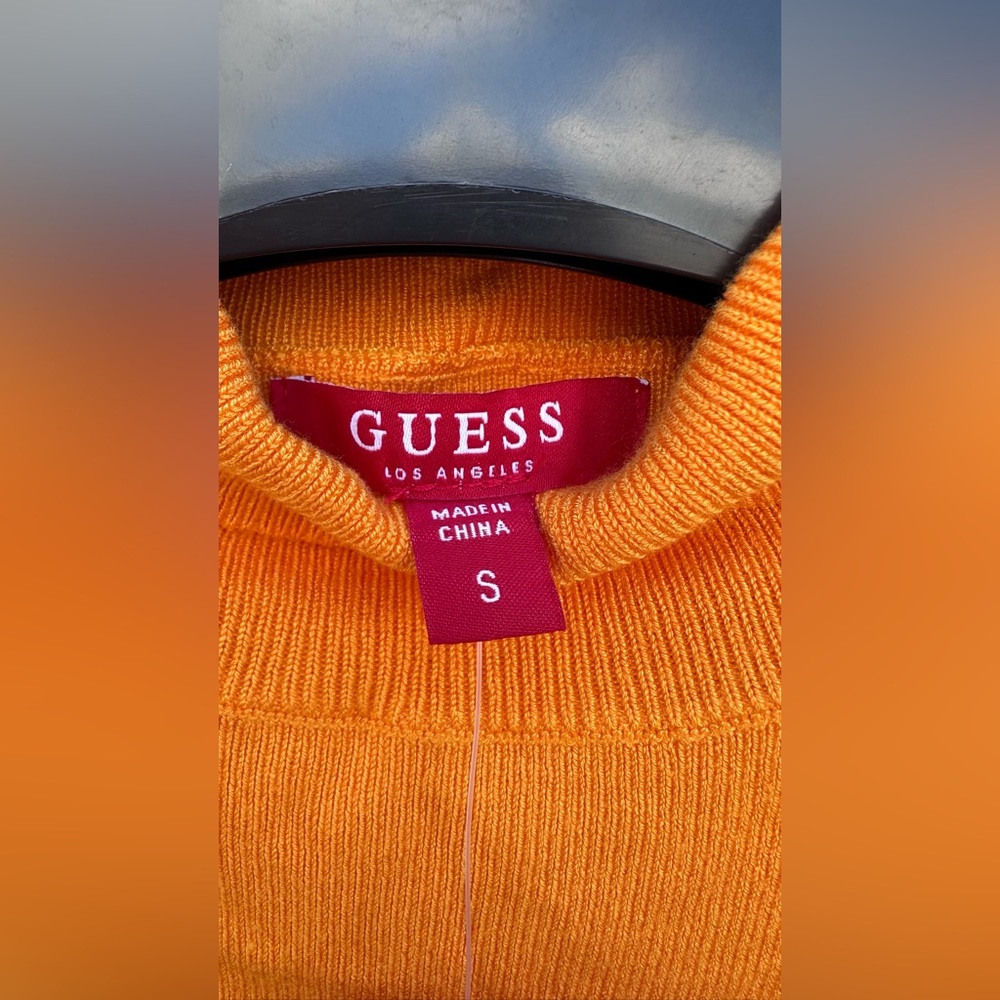 GUESS Rhinestone Logo Sleeveless Mock Neck Sweater – Size S – NWT - Picture 5 of 7